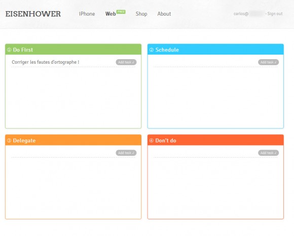 Eisenhower01 l'interface graphique de Eisenhower version Web