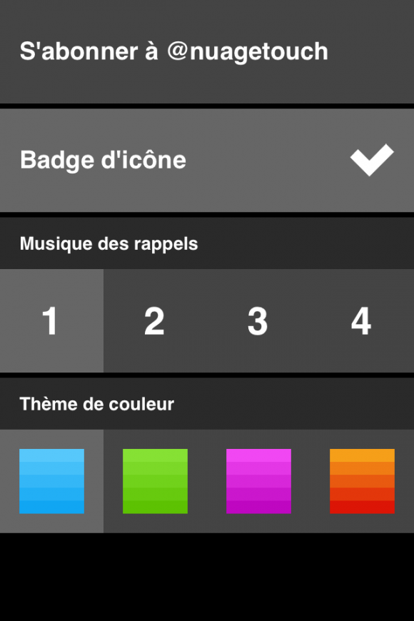 copie d'écran de réglages de task pour iphone