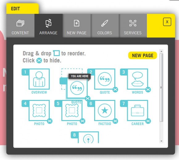 vizify09 Ré-ordonnez vos pages Vizify